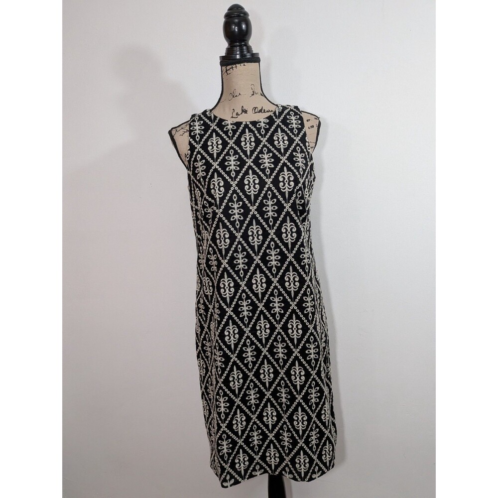 NWT Ann Taylor Factory Dress Black Cream Geometric Damask Sleeveless Size 4